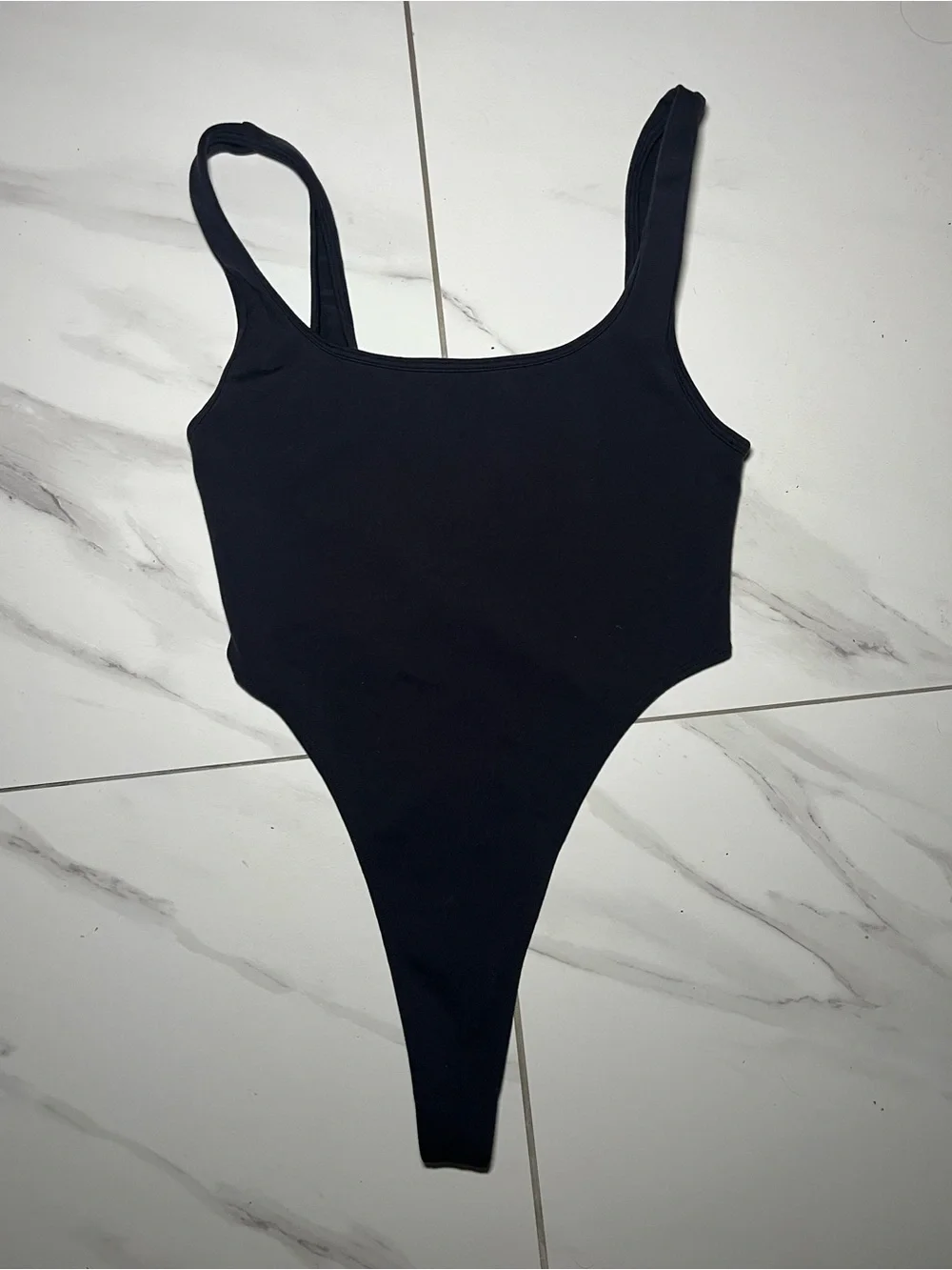 Alo Black High-Cut One-Piece Body Suit